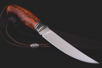 Охотничий нож "Промысловый" кованая 95х18. Рукоять Мельхиор, шпальт карельской березы.